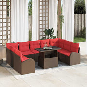 vidaXL Tuin Sofa Set met kussen met opslag 10 pcs Bruin Poly riet