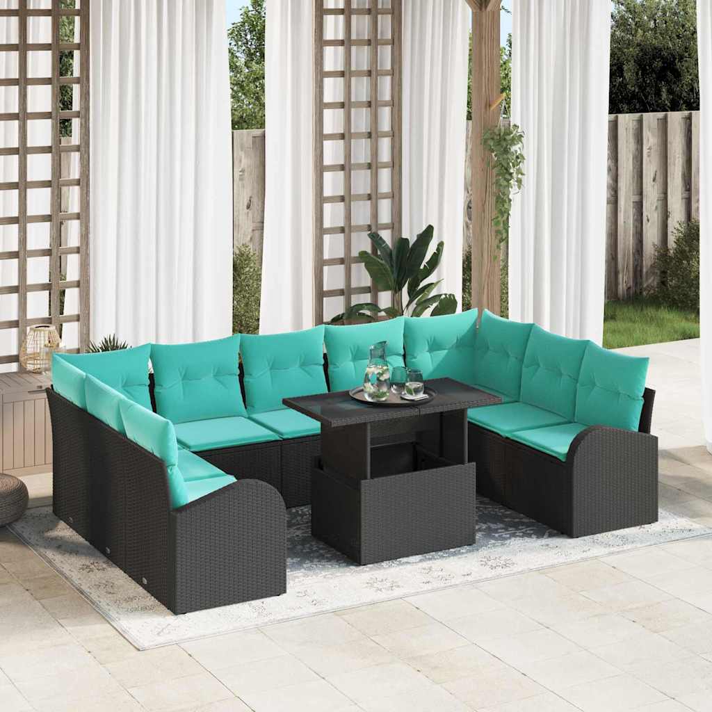 vidaXL Tuin Sofa Set met kussen met opslag 10 pcs Bruin Poly riet