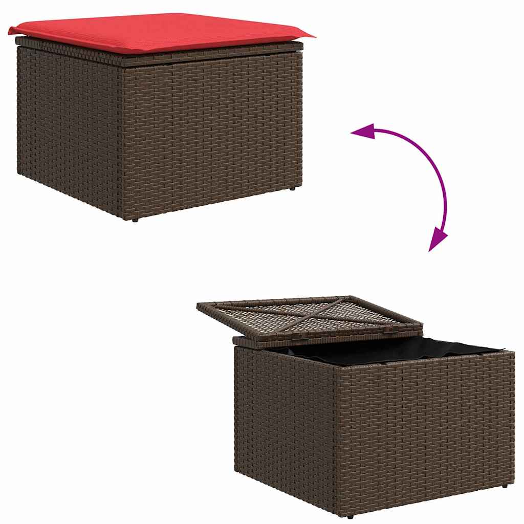 vidaXL Tuin Sofa Set met kussen met opslag 6 pcs Bruin Poly riet
