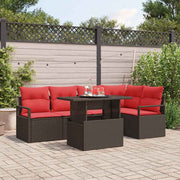 vidaXL Tuin Sofa Set met opslag 6 pcs Bruin Poly riet