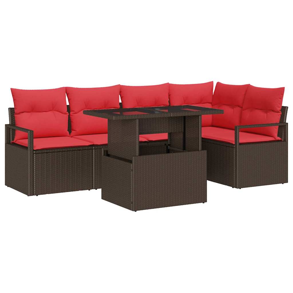 vidaXL Tuin Sofa Set met opslag 6 pcs Bruin Poly riet