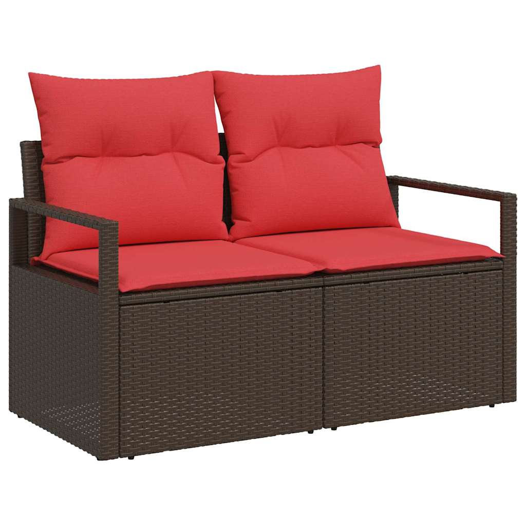 vidaXL Tuin Sofa Set met opslag 6 pcs Bruin Poly riet