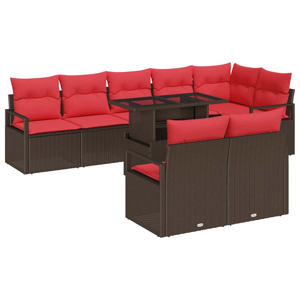 vidaXL Tuin Sofa Set met kussen met opslag 9 pcs Bruin Poly riet