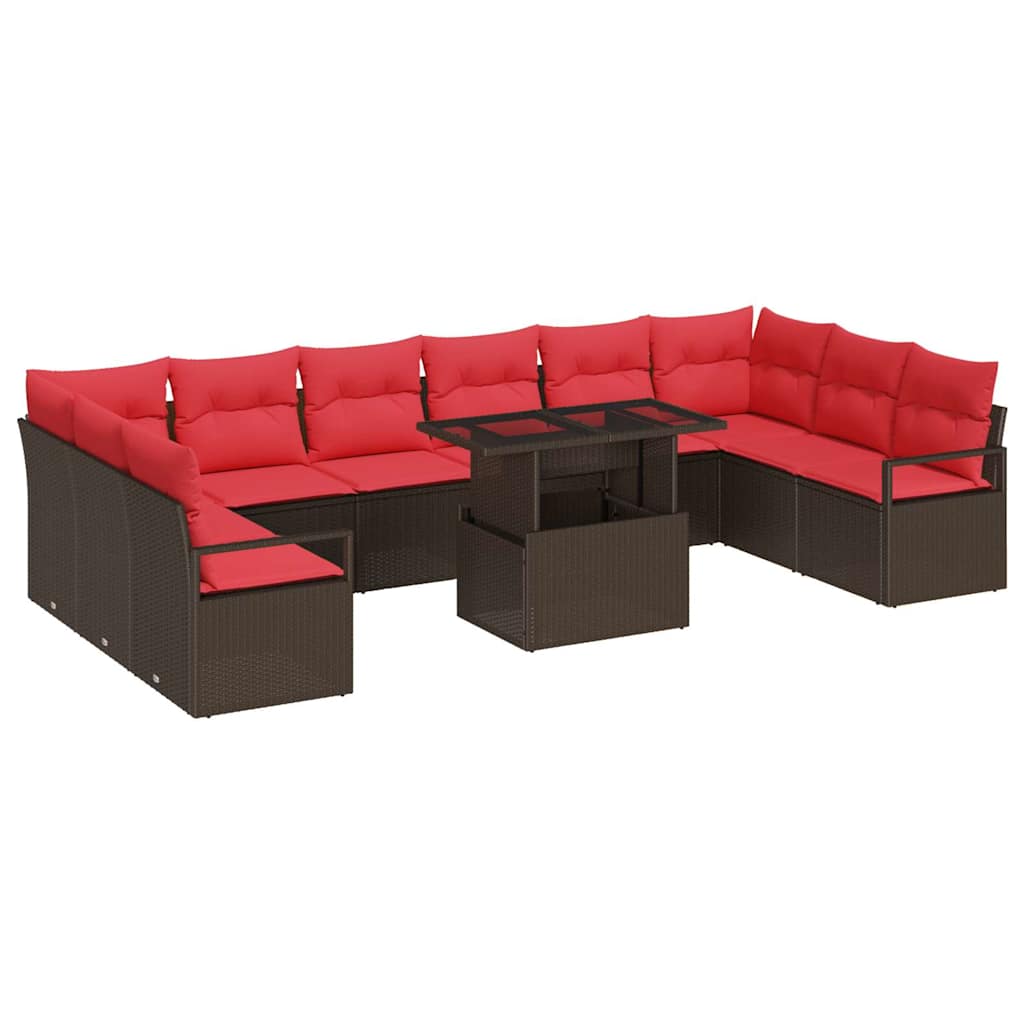 vidaXL Tuin Sofa Set met kussen met opslag 11 pcs Bruin poly rattan