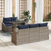 vidaXL Tuin Sofa Set met kussen met opslag 6 pcs Grijs poly rattan