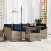 vidaXL Tuin Sofa Set met opslag 7 pcs Grijs Poly riet