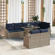 vidaXL Tuin Sofa Set met kussen met opslag 9 pcs Grijs en Marineblauw