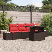 vidaXL Tuin Sofa Set 5 st 4-Aantal zitplaatsen Bruin en Rood