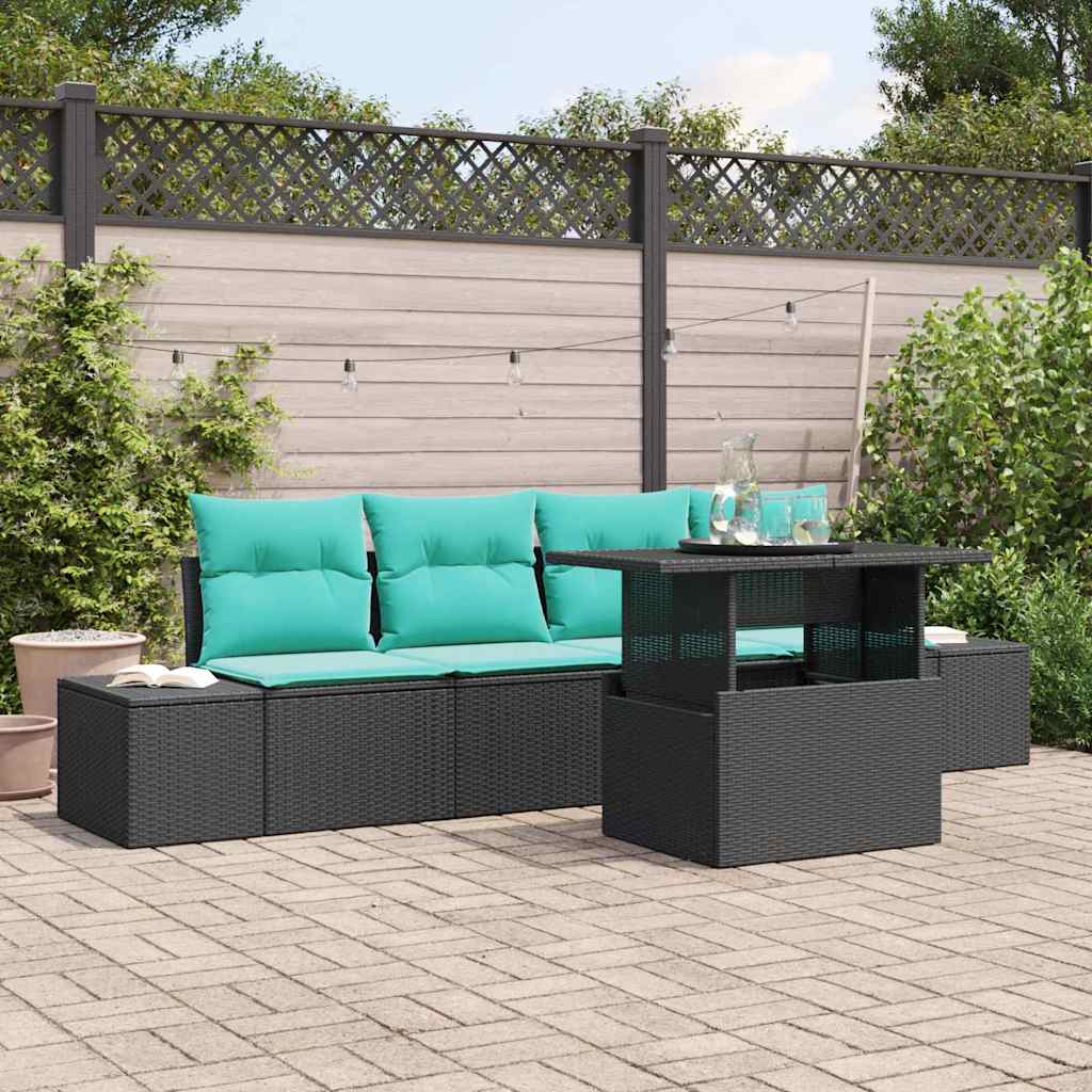 vidaXL Tuin Sofa Set 5 st 4-Aantal zitplaatsen Bruin en Rood