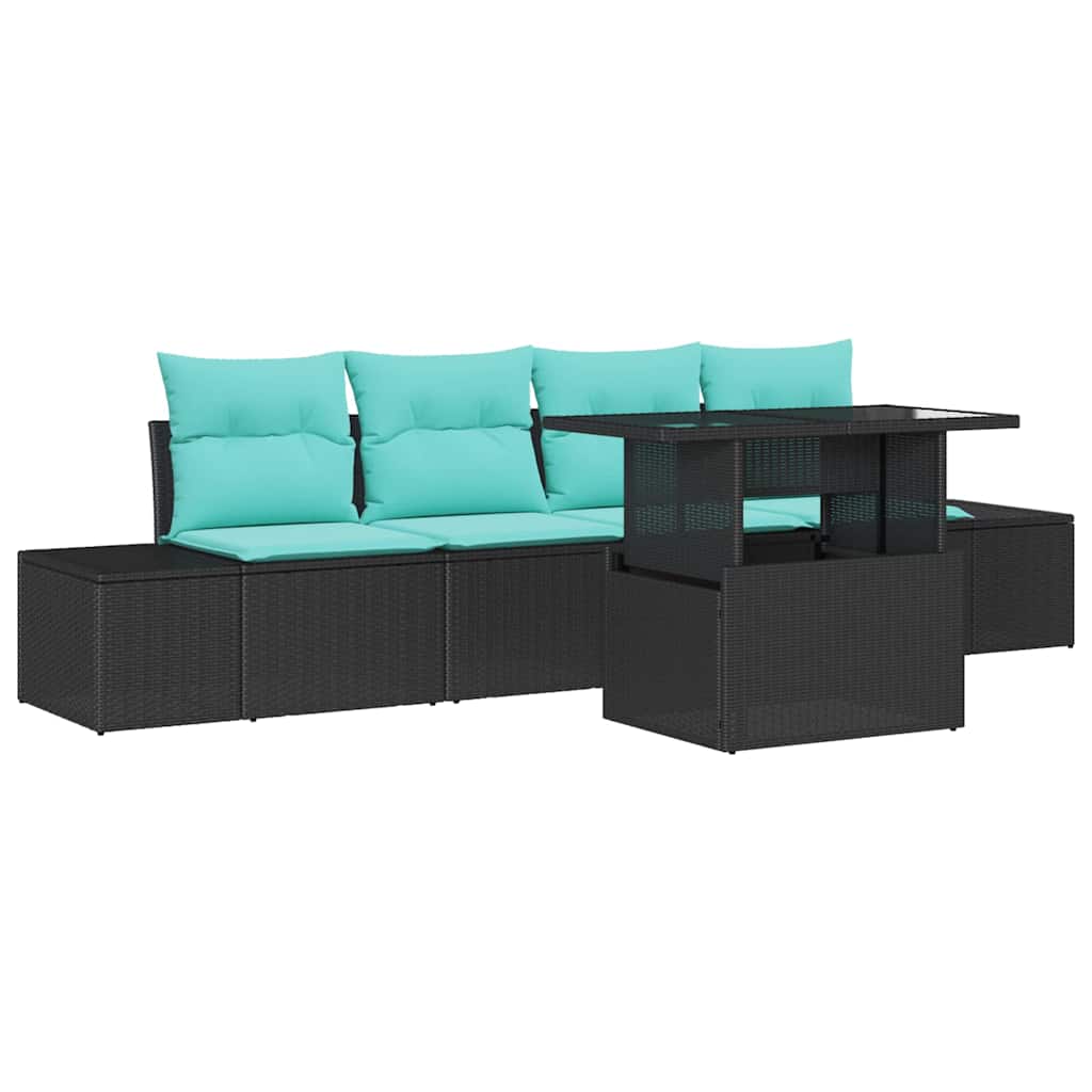 vidaXL Tuin Sofa Set 5 st 4-Aantal zitplaatsen Bruin en Rood