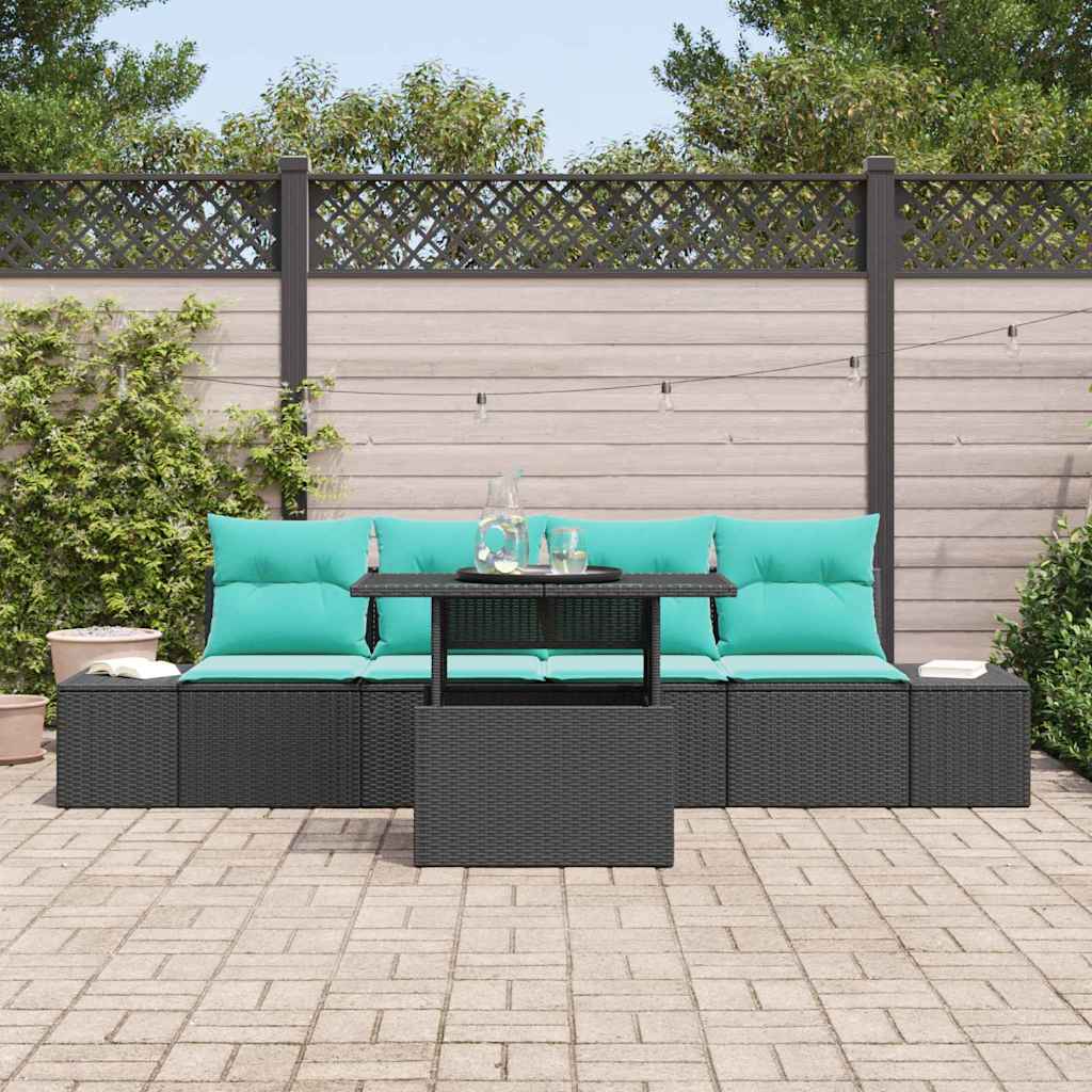 vidaXL Tuin Sofa Set 5 st 4-Aantal zitplaatsen Bruin en Rood
