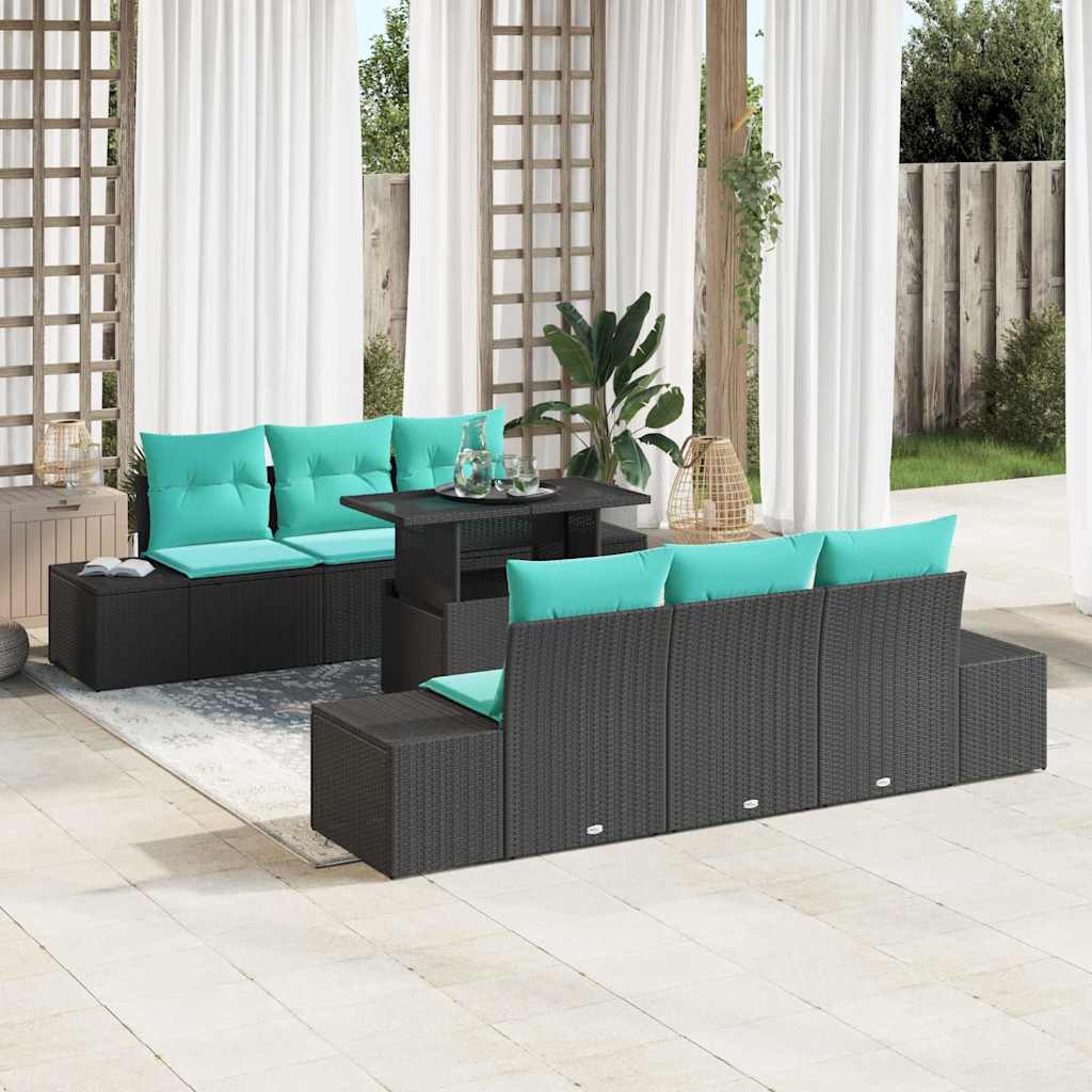 vidaXL Tuin Sofa Set 7 st 6-Aantal zitplaatsen Bruin en Rood