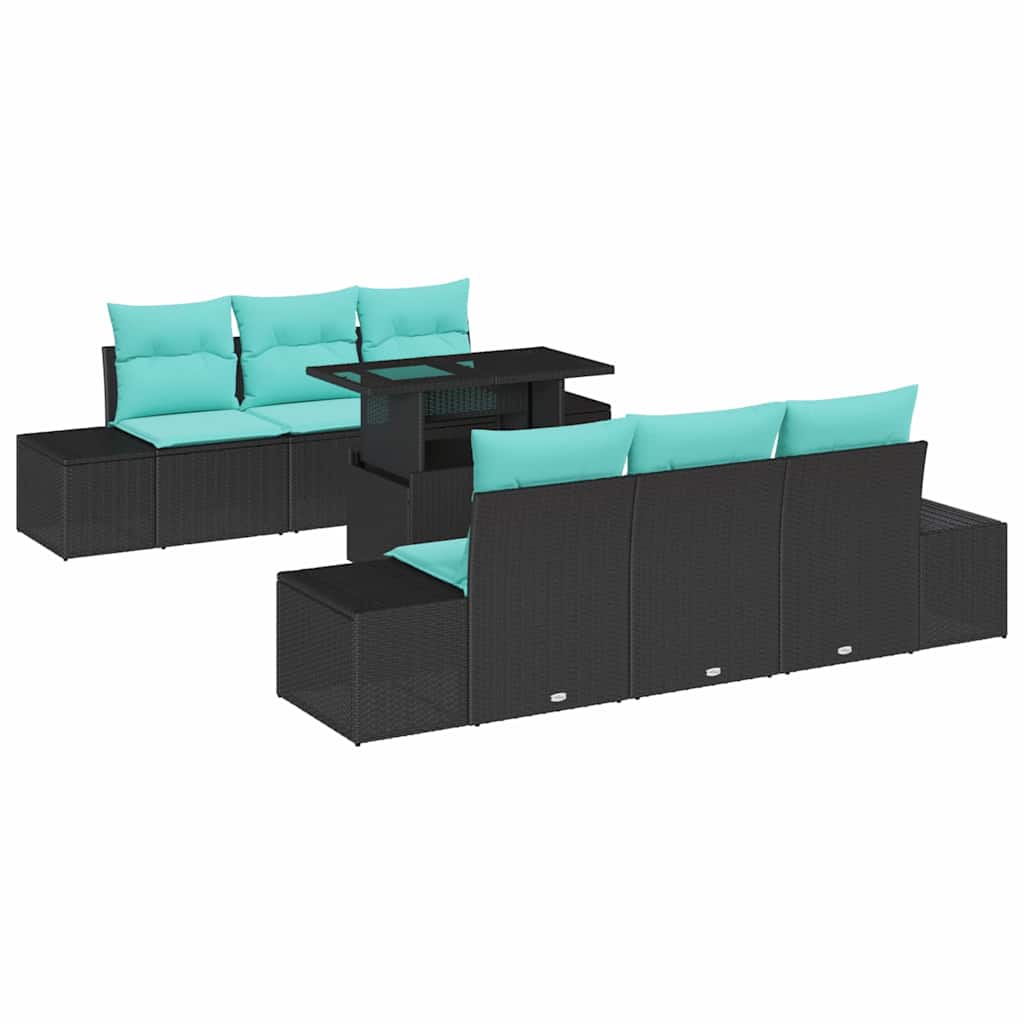 vidaXL Tuin Sofa Set 7 st 6-Aantal zitplaatsen Bruin en Rood