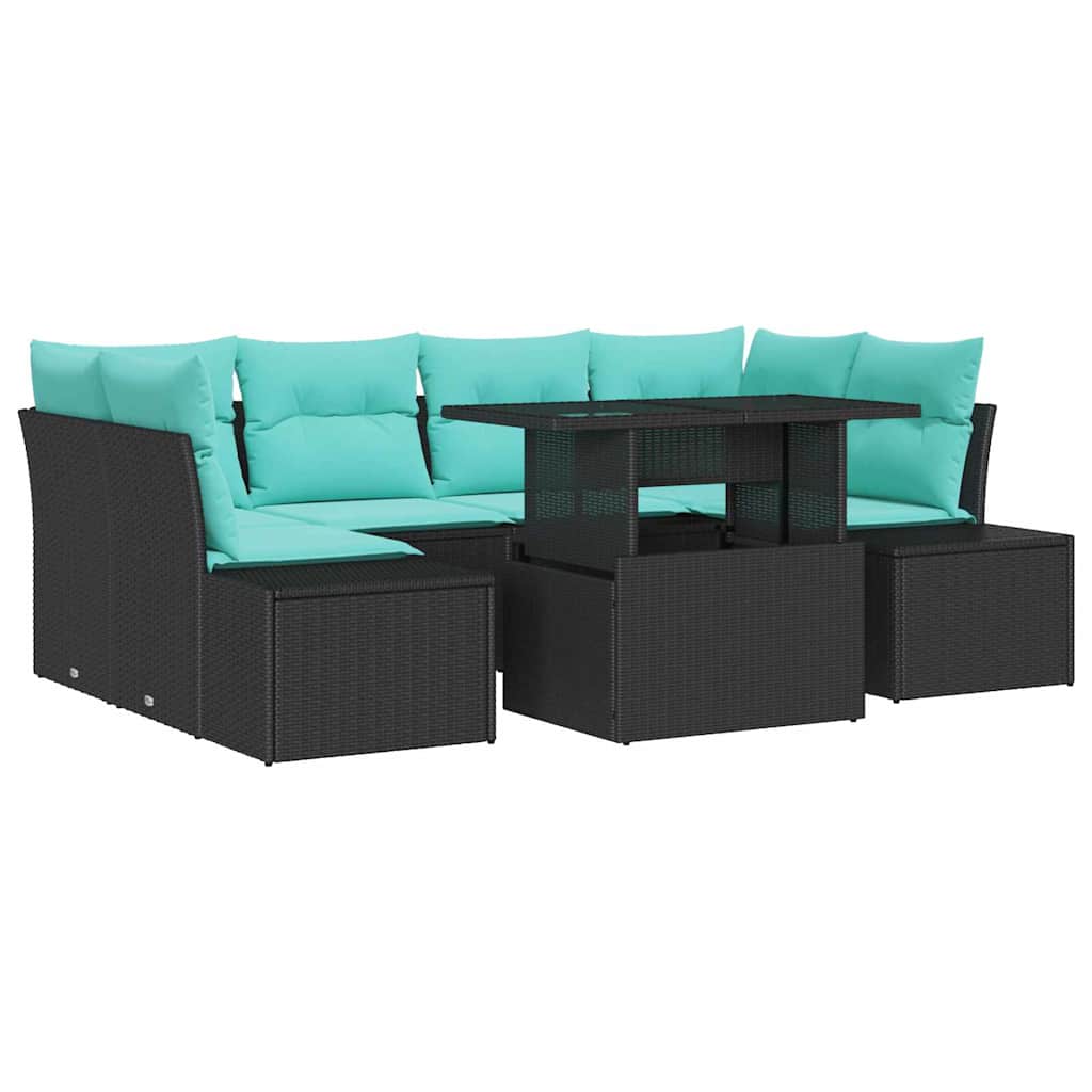 vidaXL Tuin Sofa Set 7 st 6-Aantal zitplaatsen Bruin en Rood