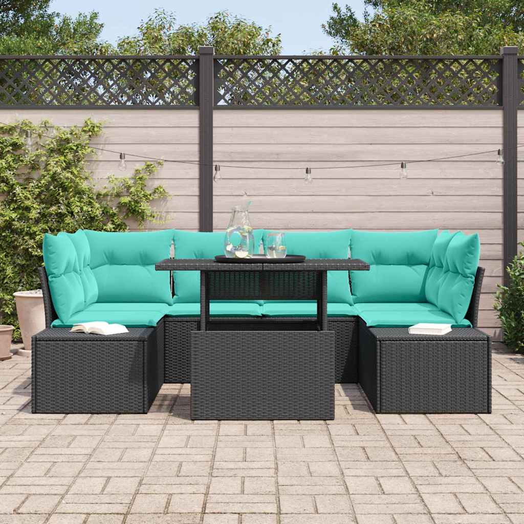 vidaXL Tuin Sofa Set 7 st 6-Aantal zitplaatsen Bruin en Rood