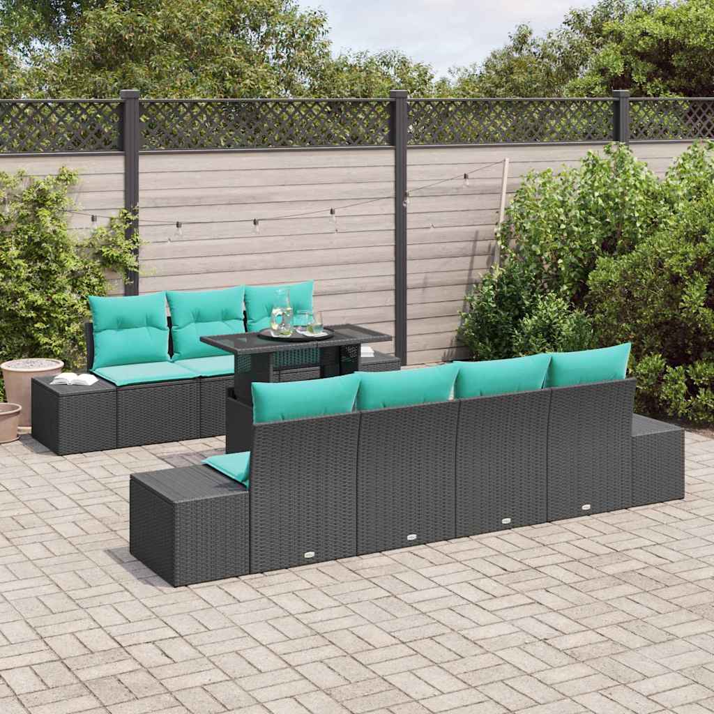 vidaXL Tuin Sofa Set 8 st 7-Aantal zitplaatsen Bruin en Rood