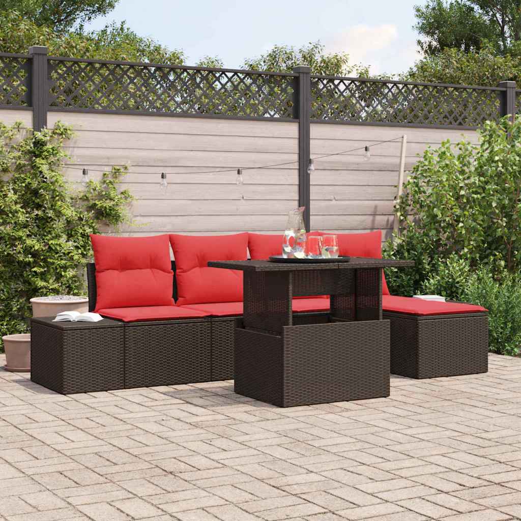 vidaXL Tuin Sofa Set 6 st Bruin poly rattan
