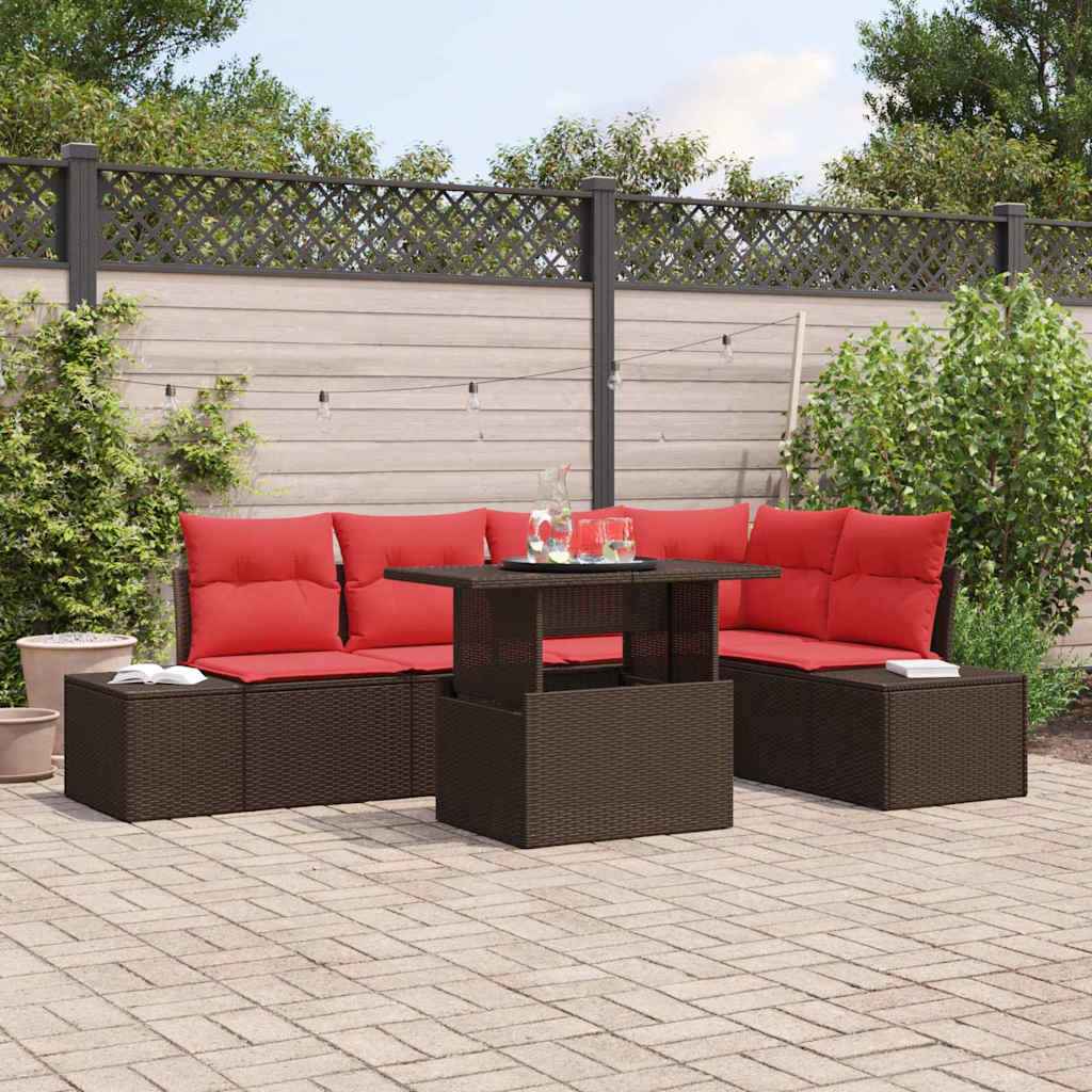 vidaXL Tuin Sofa Set 6 st Bruin poly rattan