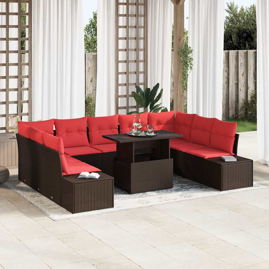 vidaXL Tuin Sofa Set 10 st Bruin poly rattan