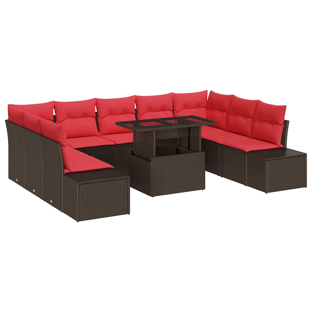 vidaXL Tuin Sofa Set 10 st Bruin poly rattan