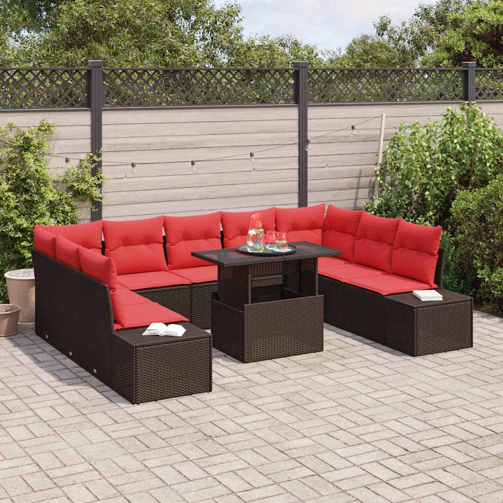 vidaXL Tuin Sofa Set 10 st Bruin poly rattan