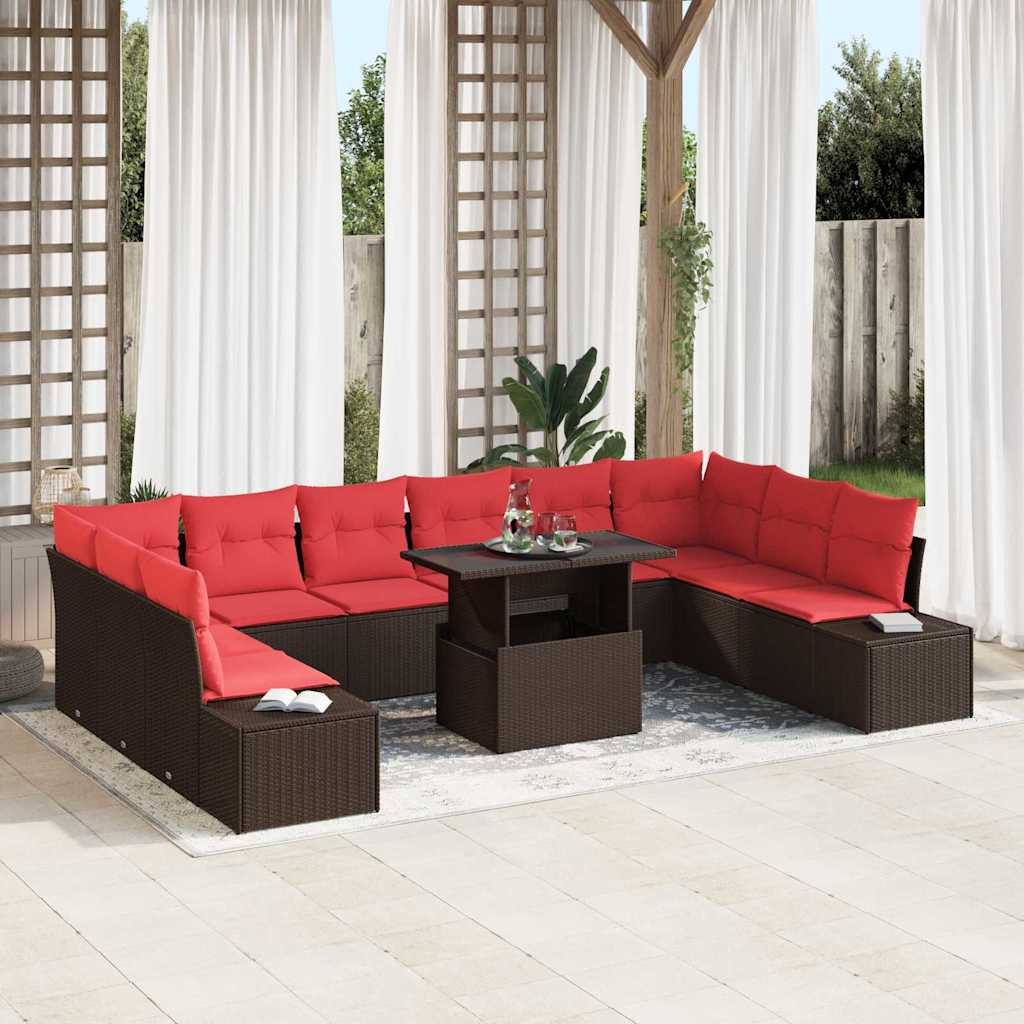 vidaXL Tuin Sofa Set 11 st Bruin poly rattan