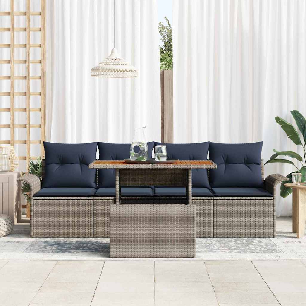 vidaXL Tuin Sofa Set met opslag 5 pcs Grijs Poly riet