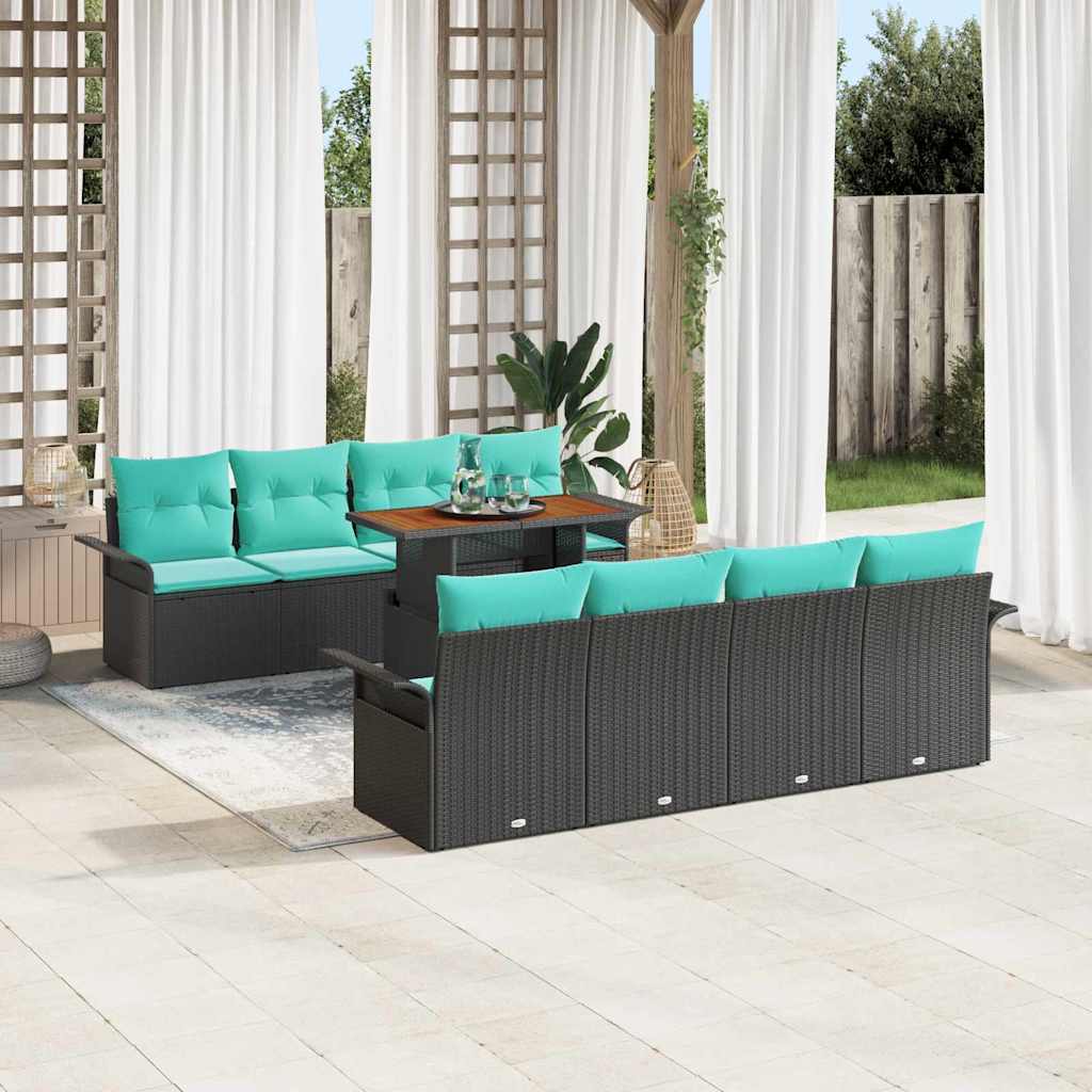 vidaXL Tuin Sofa Set met opslag 9 pcs Grijs Poly riet