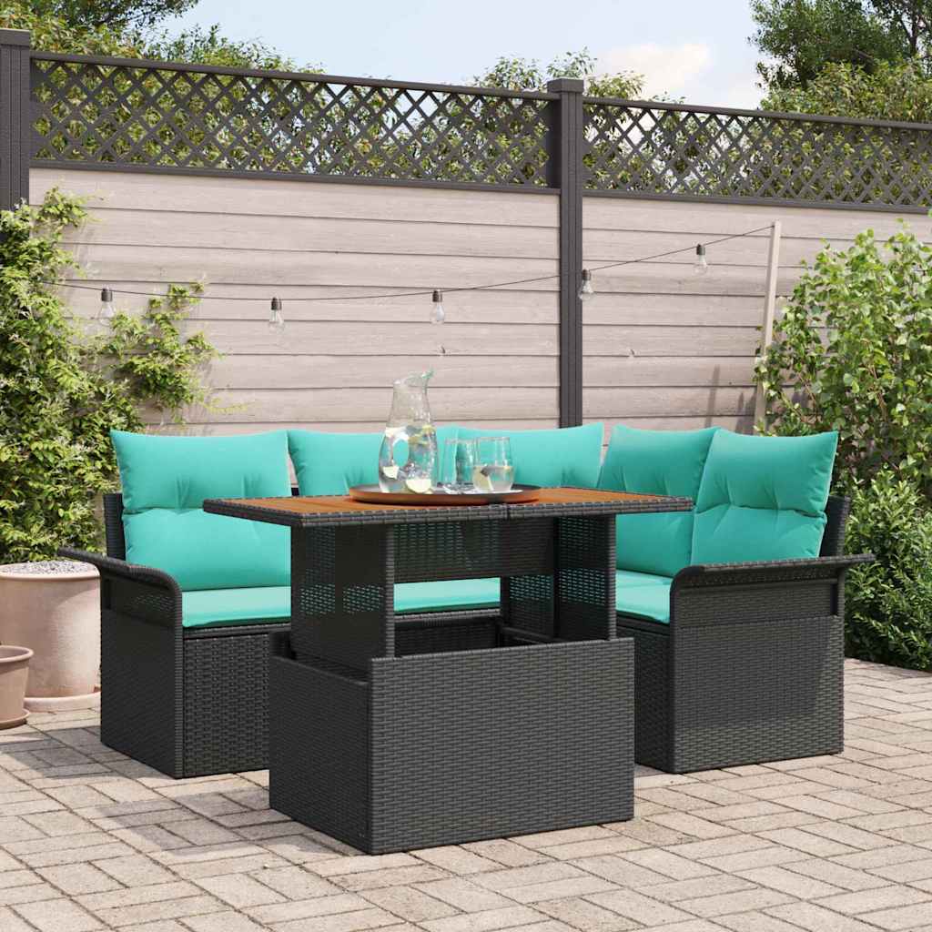 vidaXL Tuin Sofa Set met opslag 5 pcs Grijs Poly riet