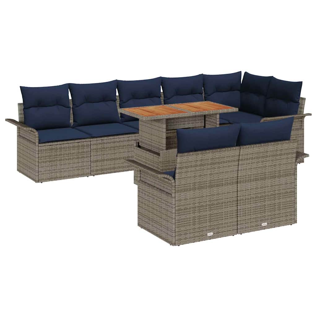 vidaXL Tuin Sofa Set met opslag 9 pcs Grijs Poly riet