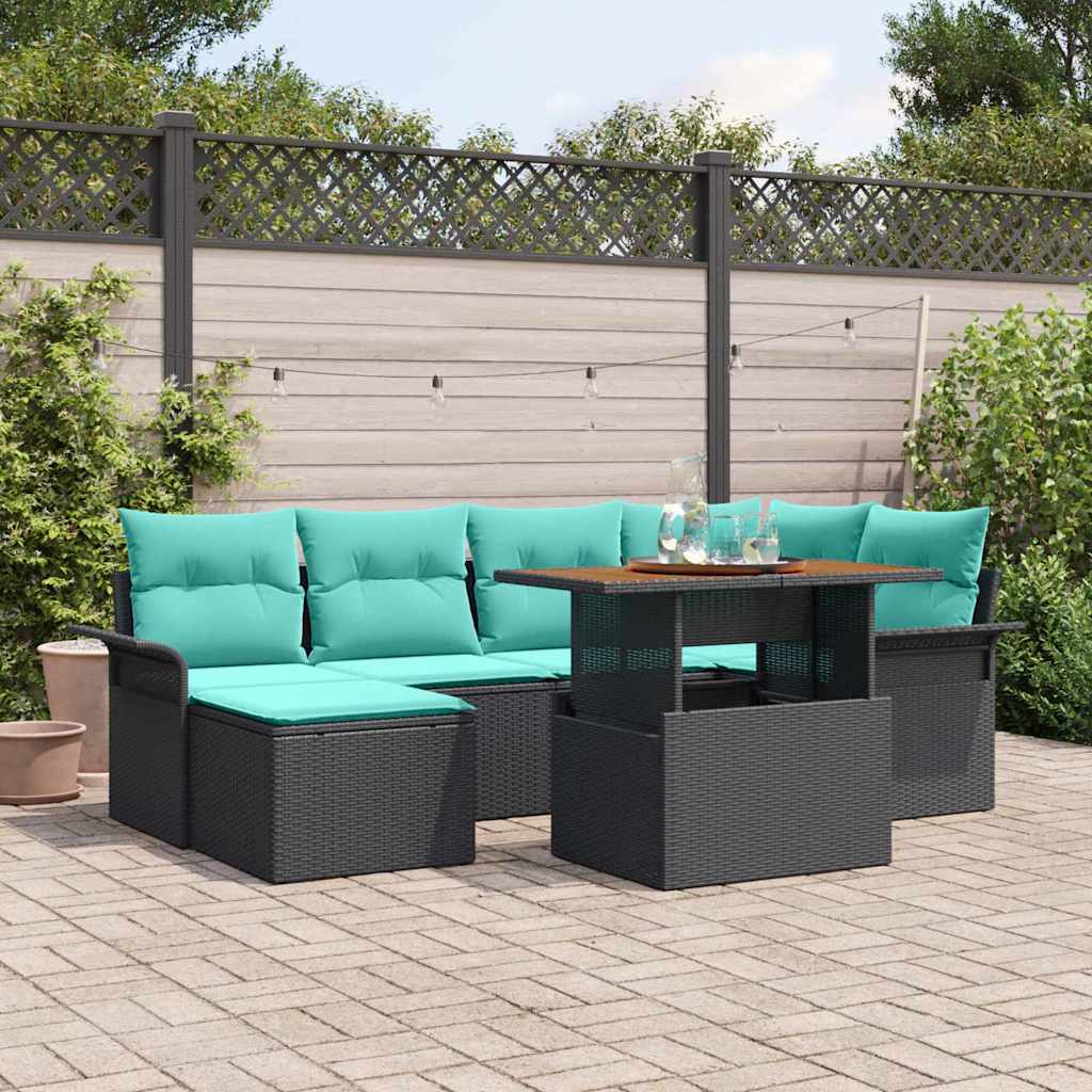 vidaXL Tuin Sofa Set met opslag 7 pcs Grijs Poly riet