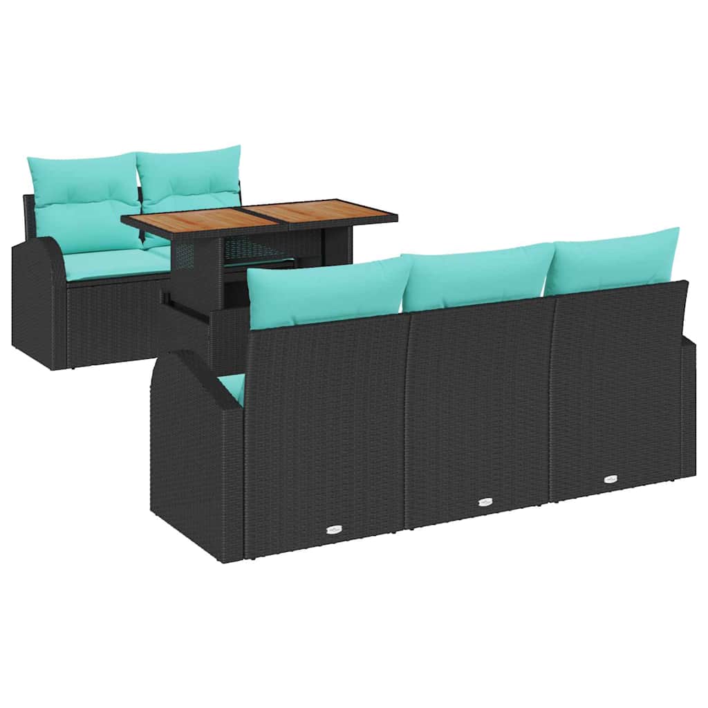 vidaXL Tuin Sofa Set met opslag 6 pcs Zwart Poly riet