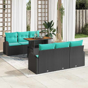 vidaXL Tuin Sofa Set met opslag 7 pcs Zwart Poly riet