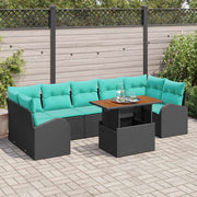 vidaXL Tuin Sofa Set met opslag 8 pcs Zwart Poly riet