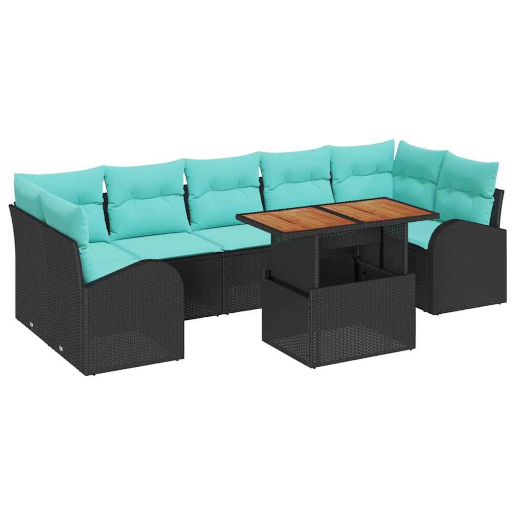 vidaXL Tuin Sofa Set met opslag 8 pcs Zwart Poly riet
