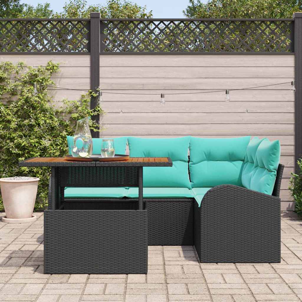 vidaXL Tuin Sofa Set met opslag 5 pcs Zwart Poly riet