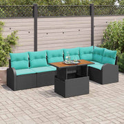 vidaXL Tuin Sofa Set met opslag 7 pcs Zwart Poly riet