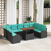 vidaXL Tuin Sofa Set met opslag 10 pcs Zwart Poly riet