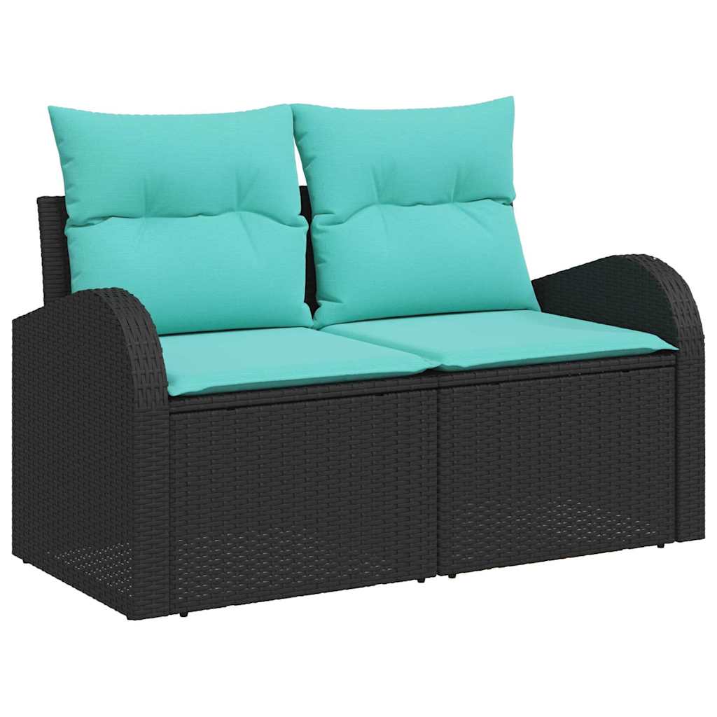 vidaXL Tuin Sofa Set met opslag 11 pcs Zwart Poly riet