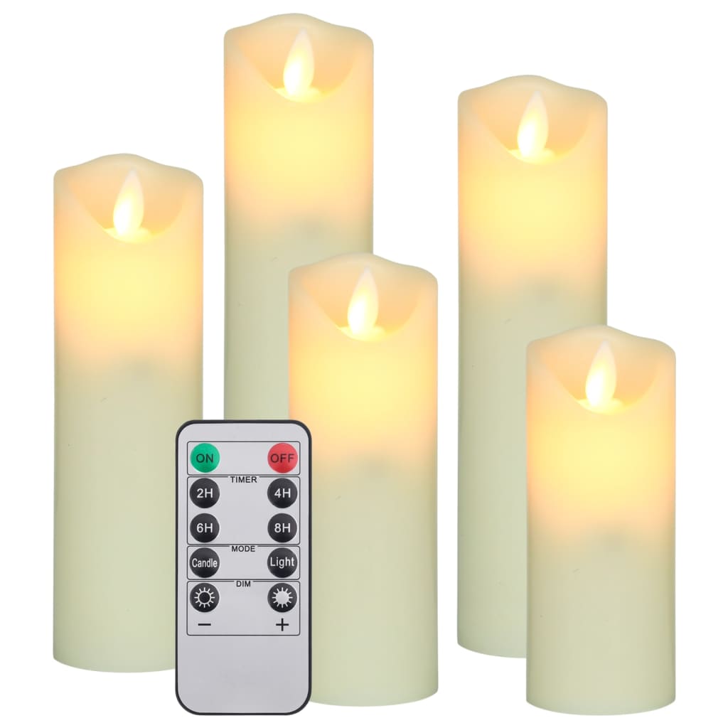vidaXL 5-delige Kaarsenset met afstandsbediening LED warmwit