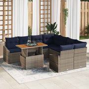 vidaXL Tuin Sofa Set met opslag 9 pcs Grijs Poly riet
