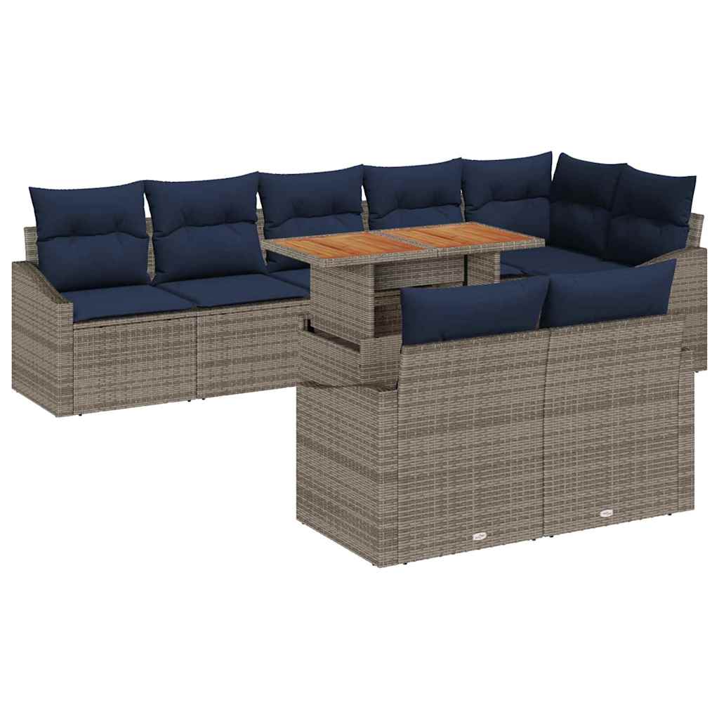 vidaXL Tuin Sofa Set met opslag 9 pcs Grijs Poly riet