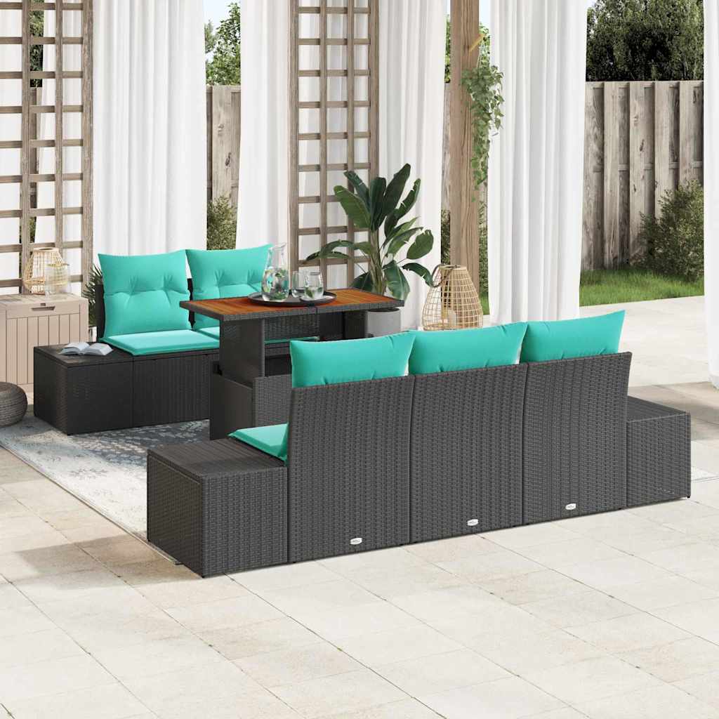 vidaXL Tuin Sofa Set 6 st Zwart Poly riet