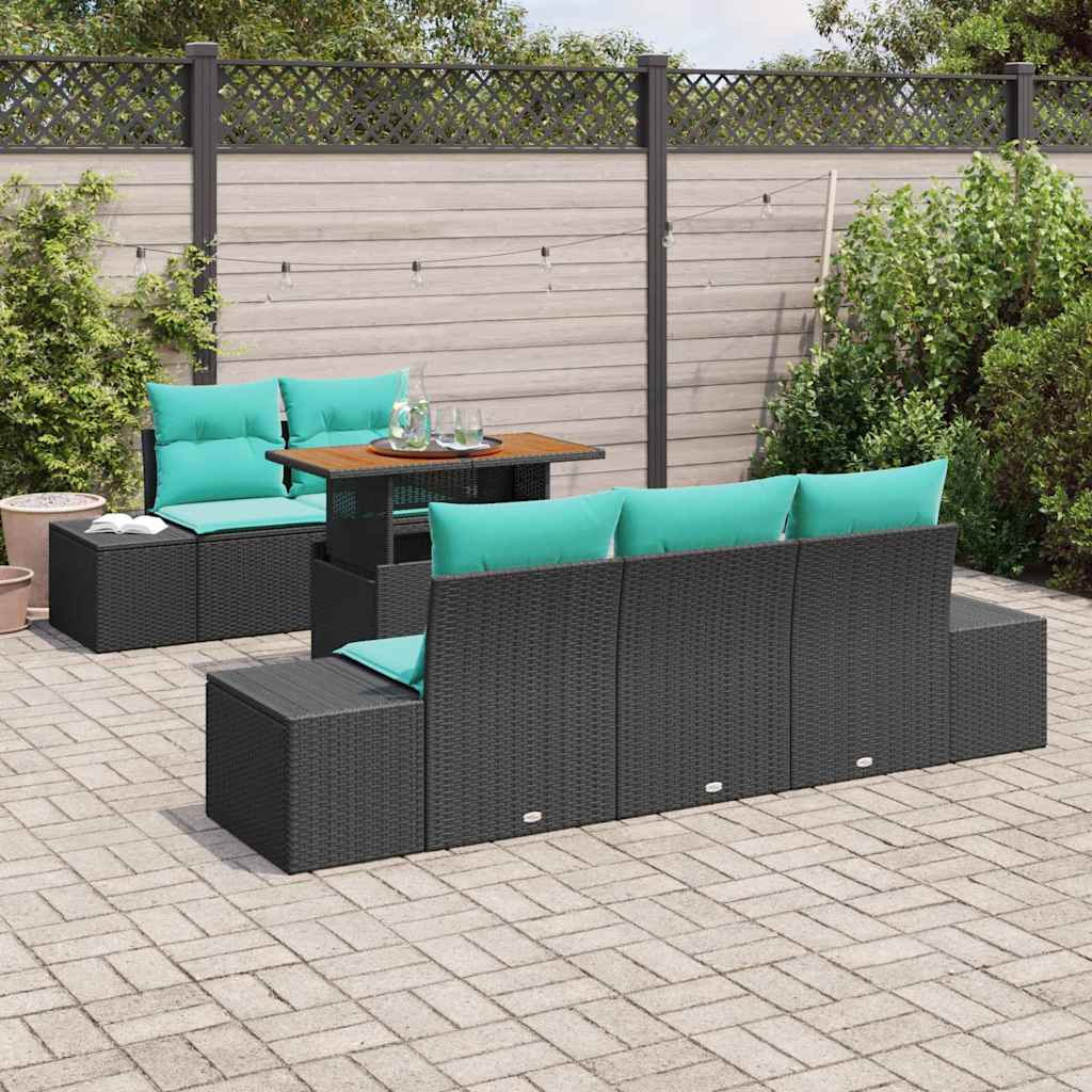 vidaXL Tuin Sofa Set 6 st Zwart Poly riet