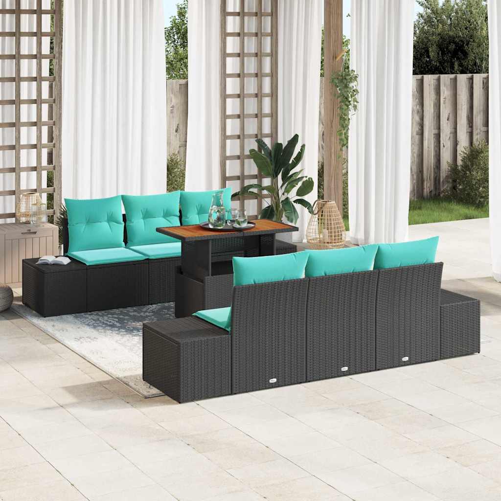 vidaXL Tuin Sofa Set 7 st Zwart Poly riet
