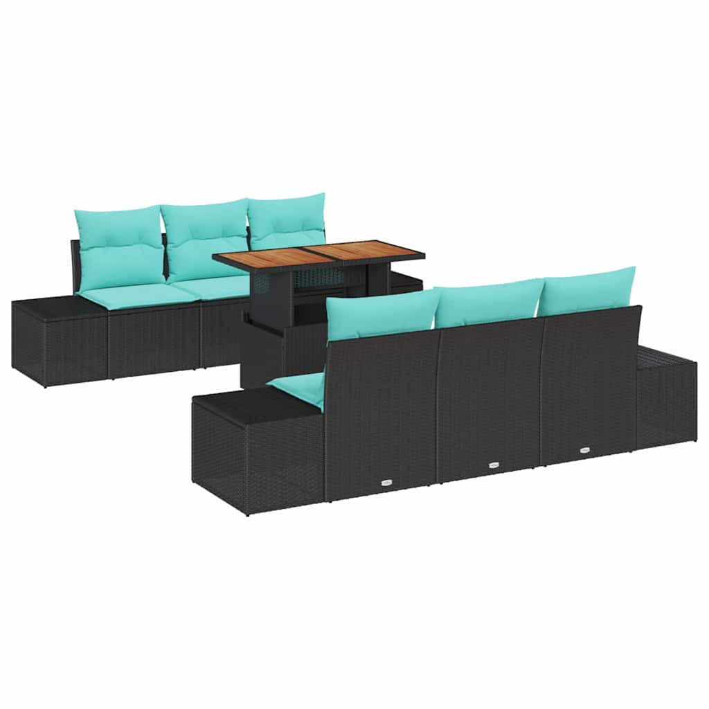 vidaXL Tuin Sofa Set 7 st Zwart Poly riet