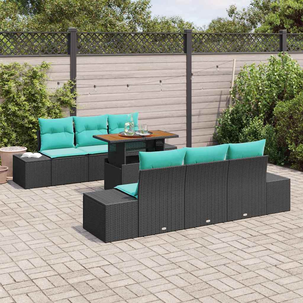 vidaXL Tuin Sofa Set 7 st Zwart Poly riet