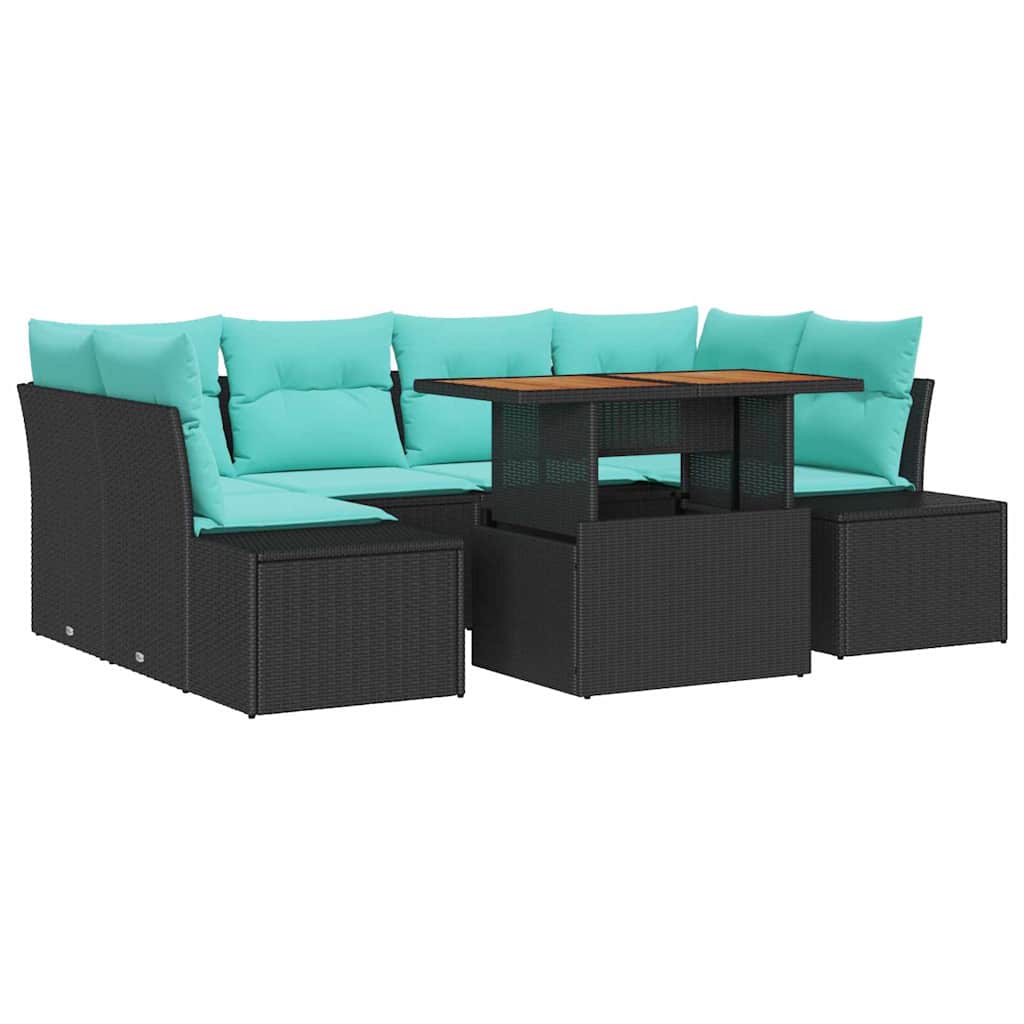 vidaXL Tuin Sofa Set 7 st Zwart Poly riet