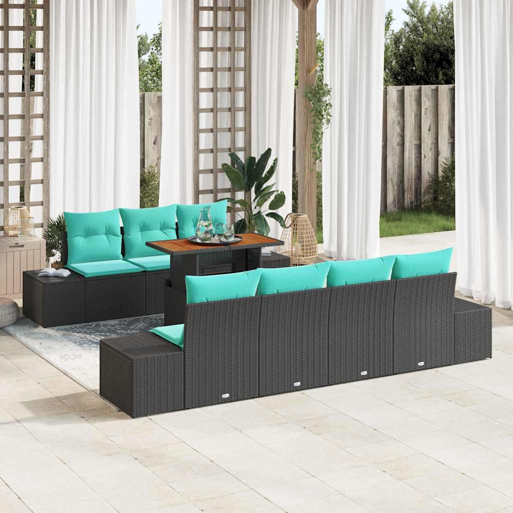vidaXL Tuin Sofa Set 8 st Zwart Poly riet