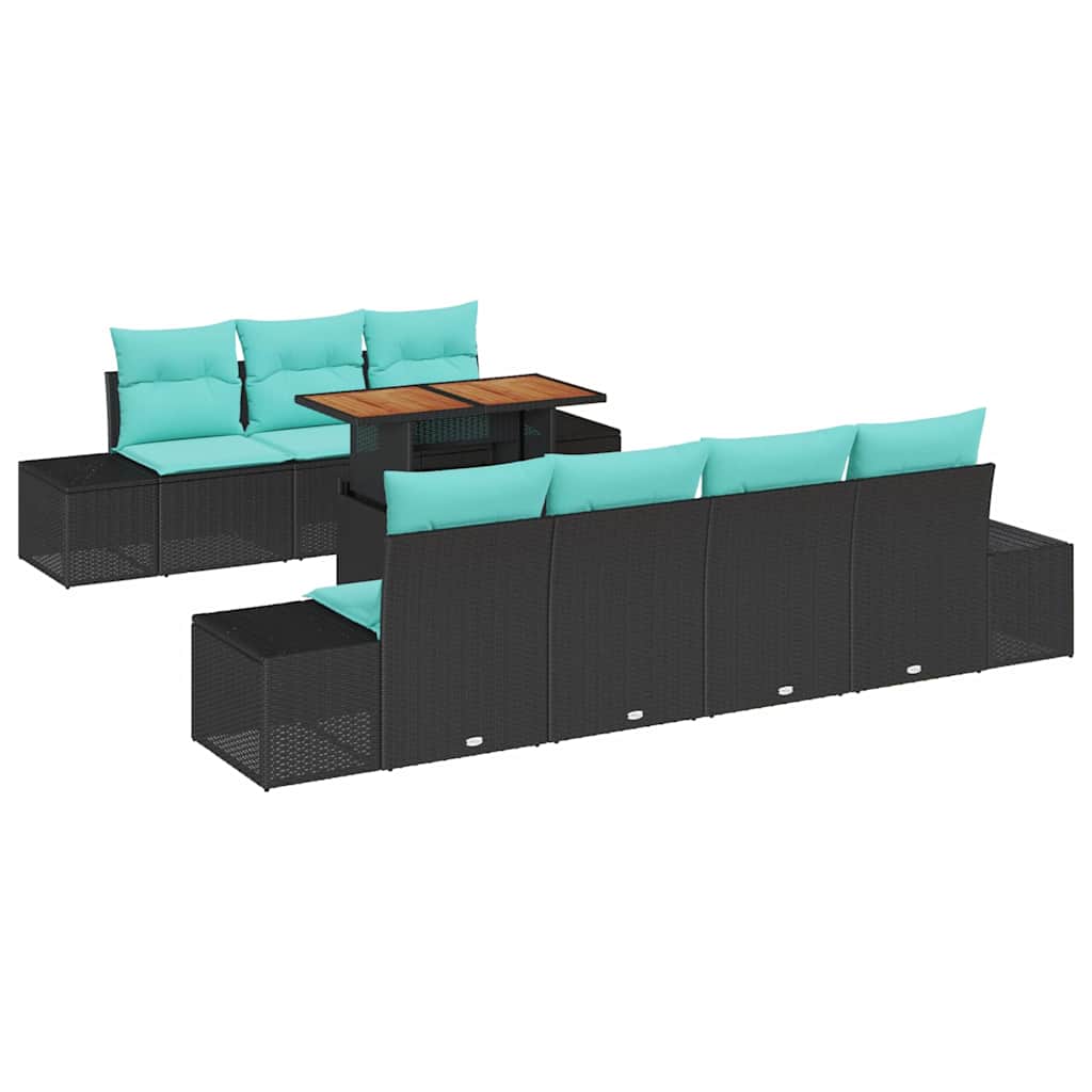 vidaXL Tuin Sofa Set 8 st Zwart Poly riet